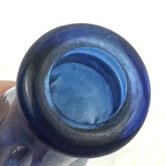 Joan Baker Designs Vtg Cobalt Art Stained Glass Bud Vase Butterflies Faith Hope - Picture 8 of 10